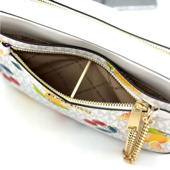 Michael Kors Large EW Zip Chain Xbody Crossbody Bag Optic White Multi - Picture 10 of 11